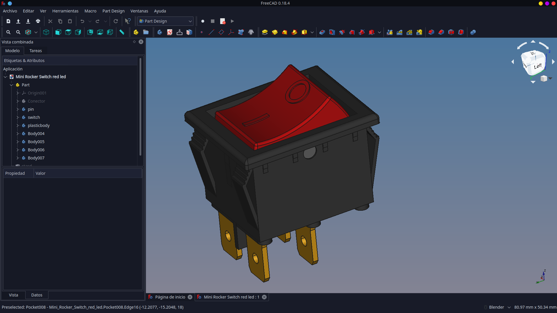 Mini Rocker Switch red led